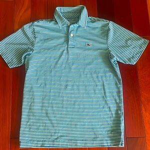 Vineyard Vines blue striped polo - boys medium (12-14)